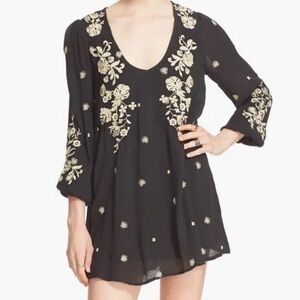 Free People 'Sweet Tennessee' Embroidered Minidress Pockets Women’s Size Medium